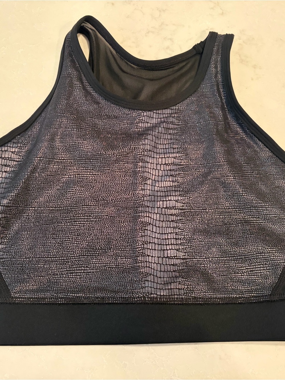 Metallic Snake-Print Zyia Active Sports Bra - Black/Silver 2XL